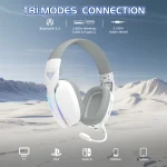 ATTACK SHARK L90 Foldable RGB Ultra-Light Tri-Mode Gaming Headset - White - Image 2
