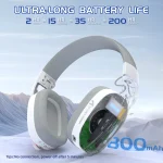 ATTACK SHARK L90 Foldable RGB Ultra-Light Tri-Mode Gaming Headset - White - Image 4