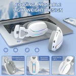 ATTACK SHARK L90 Foldable RGB Ultra-Light Tri-Mode Gaming Headset - White - Image 5