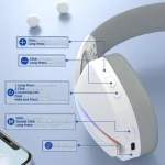 ATTACK SHARK L90 Foldable RGB Ultra-Light Tri-Mode Gaming Headset - White - Image 8