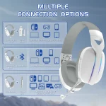 ATTACK SHARK L90 Foldable RGB Ultra-Light Tri-Mode Gaming Headset - White - Image 9