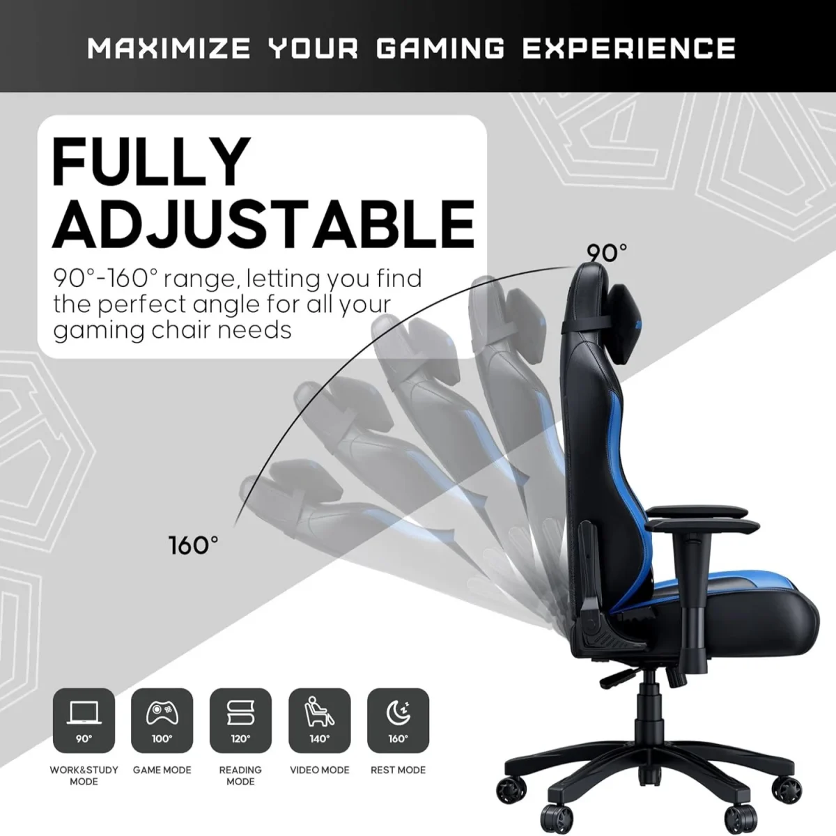 Anda Seat Luna Gaming Chair – Black/Blue - Image 3