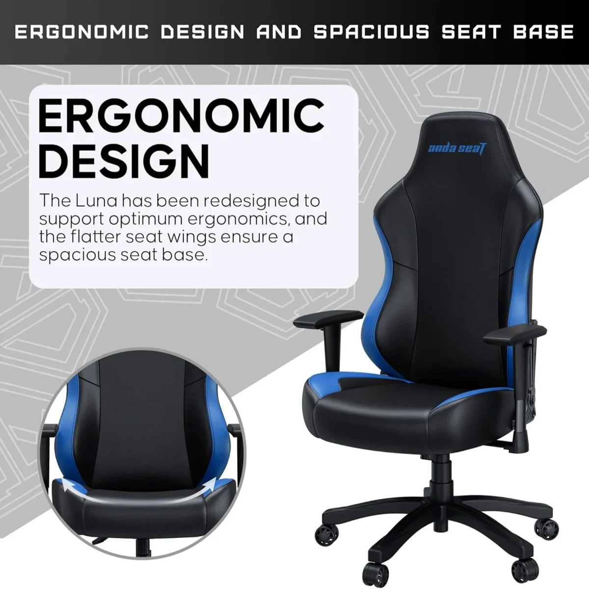 Anda Seat Luna Gaming Chair – Black/Blue - Image 5