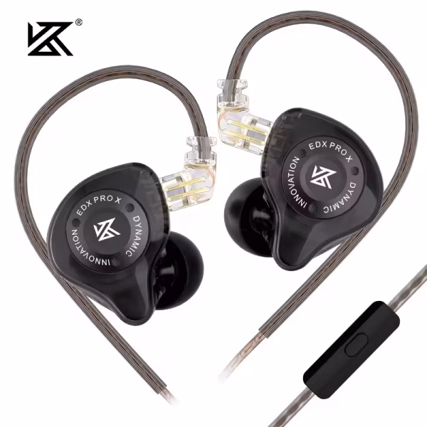 KZ EDX Pro X IEM Dynamic Driver Earphones - Black - with Mic