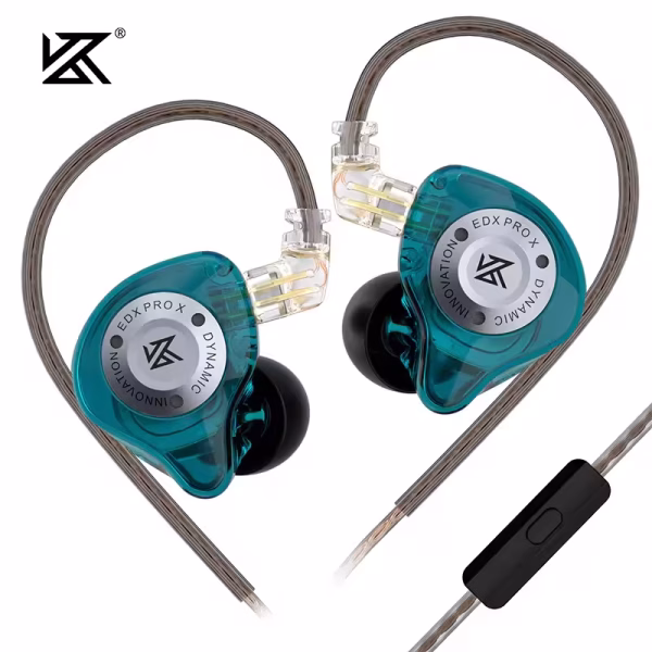 KZ EDX Pro X IEM Dynamic Driver Earphones - Cyan - with Mic