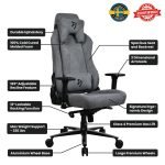 Arozzi Vernazza Soft Fabric Ergonomic Gaming Chair - Ash Gray - Image 4