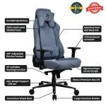 Arozzi Vernazza Soft Fabric Ergonomic Gaming Chair - Blue - Image 4