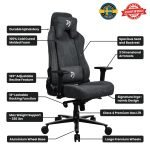Arozzi Vernazza Soft Fabric Ergonomic Gaming Chair - Dark Gray - Image 4