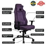 Arozzi Vernazza Soft Fabric Ergonomic Gaming Chair - Purple - Image 4