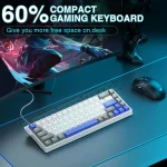 Aula WIN68 HE Max- 65% Wired Gasket-mounted Gaming Keyboard with 8KHz WingChun Magnetic Hall Effect Switch - White Blue - Image 3