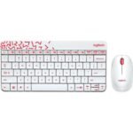 Logitech MK240 Nano Wireless Keyboard Mouse Combo - White - Vivid Red