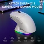Attack Shark X11 Lightweight Wireless Gaming Mouse with RGB Charging Dock - White - Image 2