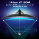 Koorui G3441XC - 34" 240Hz 1ms UWQHD Adaptive Sync 1500R Curved Gaming Monitor - Image 3