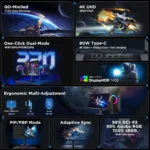 Koorui S2741LM - 27" Dual-Mode (4K UHD 160Hz & 1080P FHD 320Hz) 1ms QD-Mini-LED IPS HDR1400 Gaming Monitor with 90W USB-C - Image 2