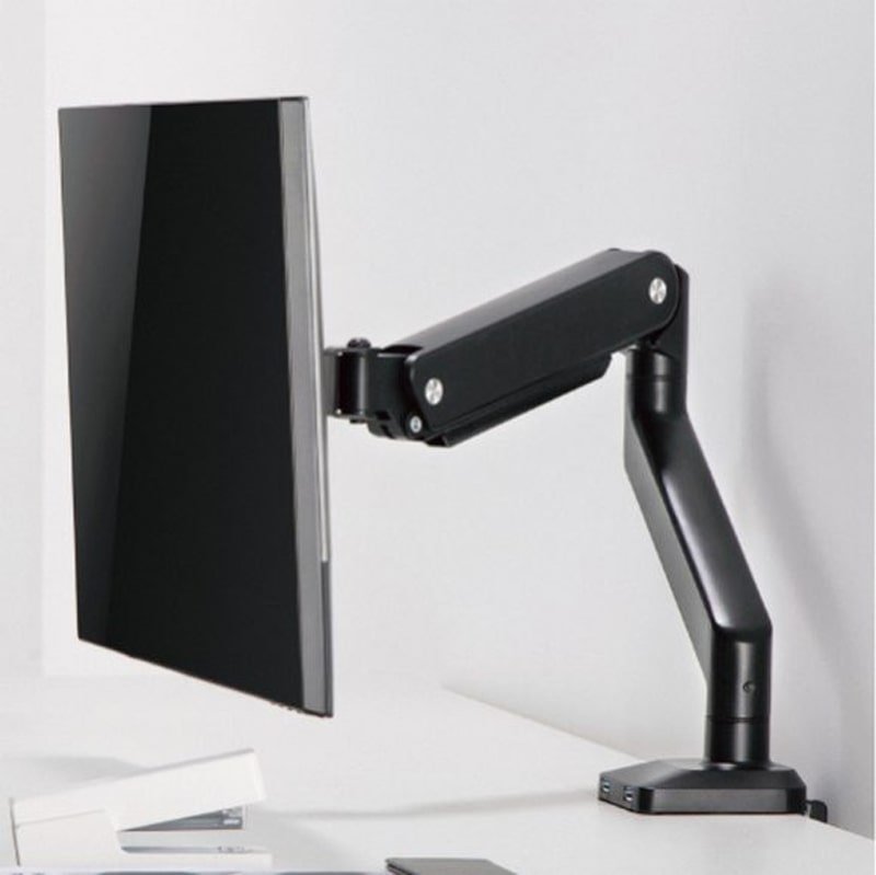 MXG BMA-12U Single Monitor Premium Aluminum Spring-Assisted With 3.0 USB Cable Monitor Arm – Matte Black
