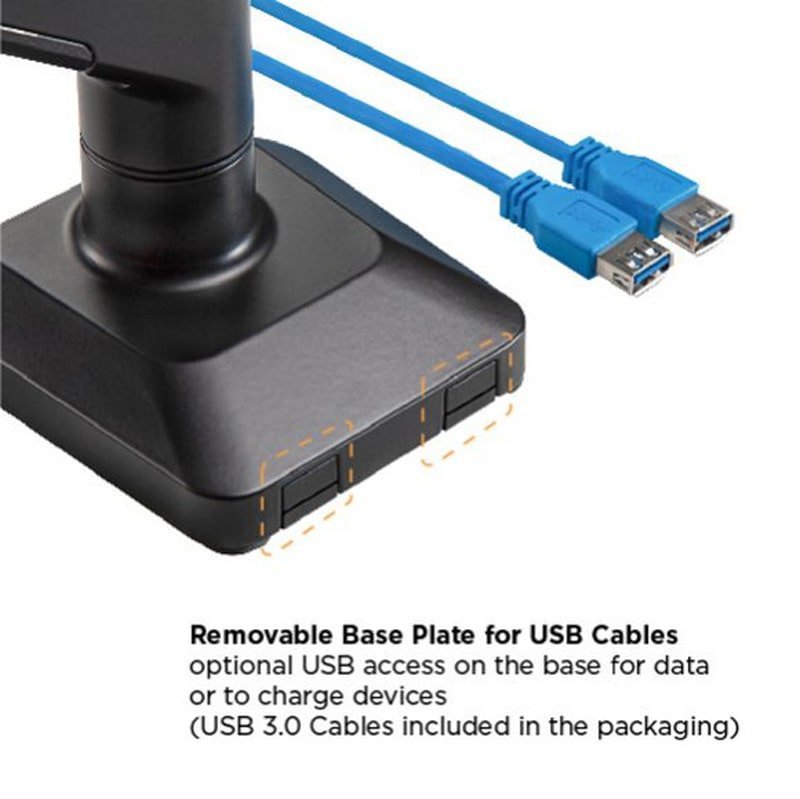 MXG BMA-12U Single Monitor Premium Aluminum Spring-Assisted With 3.0 USB Cable Monitor Arm – Matte Black