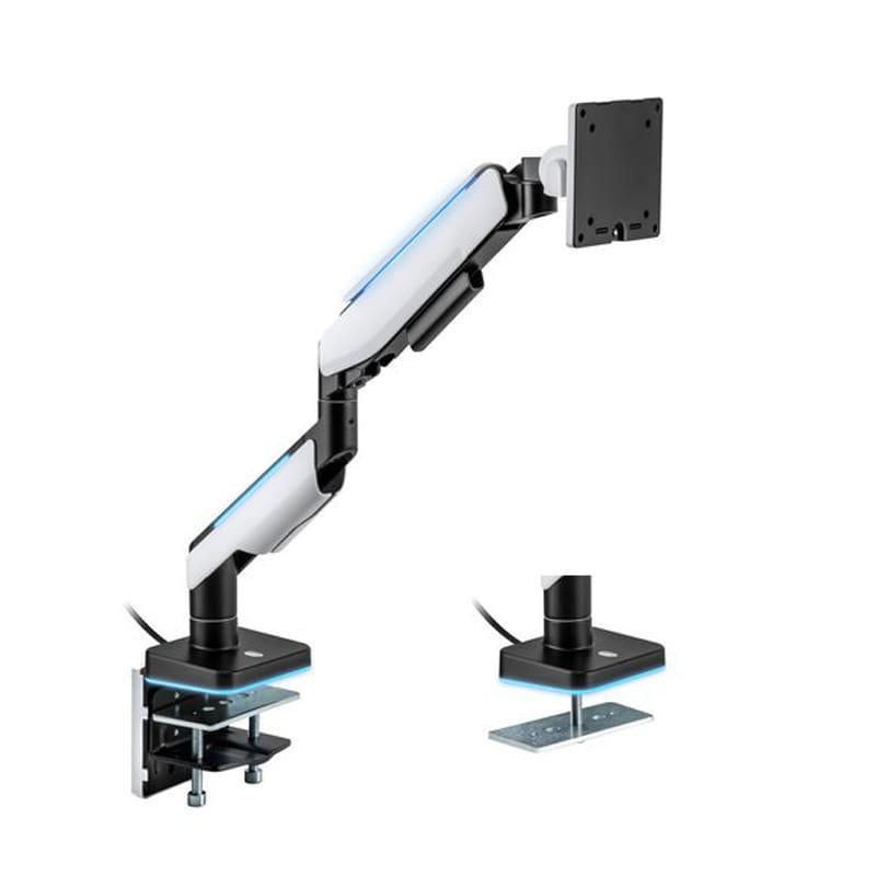 MXG HMA-12R Heavy Duty RGB Gaming Monitor Arm – Matte White