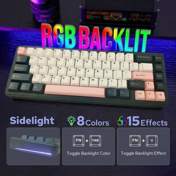 Aula F65 Wireless Mechanical Keyboard – White Pink Black - Image 4