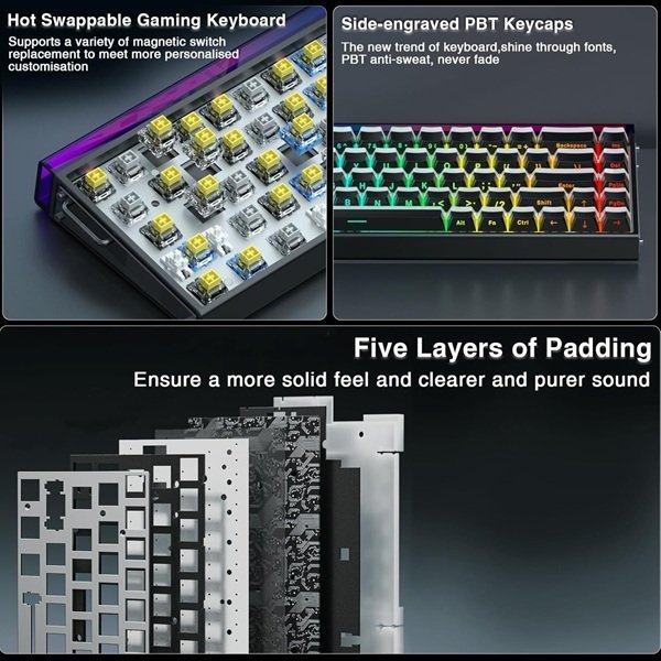 Aula Hero 68 HE Wired Magnetic Switch Keyboard - Black Lighthouse - Image 4