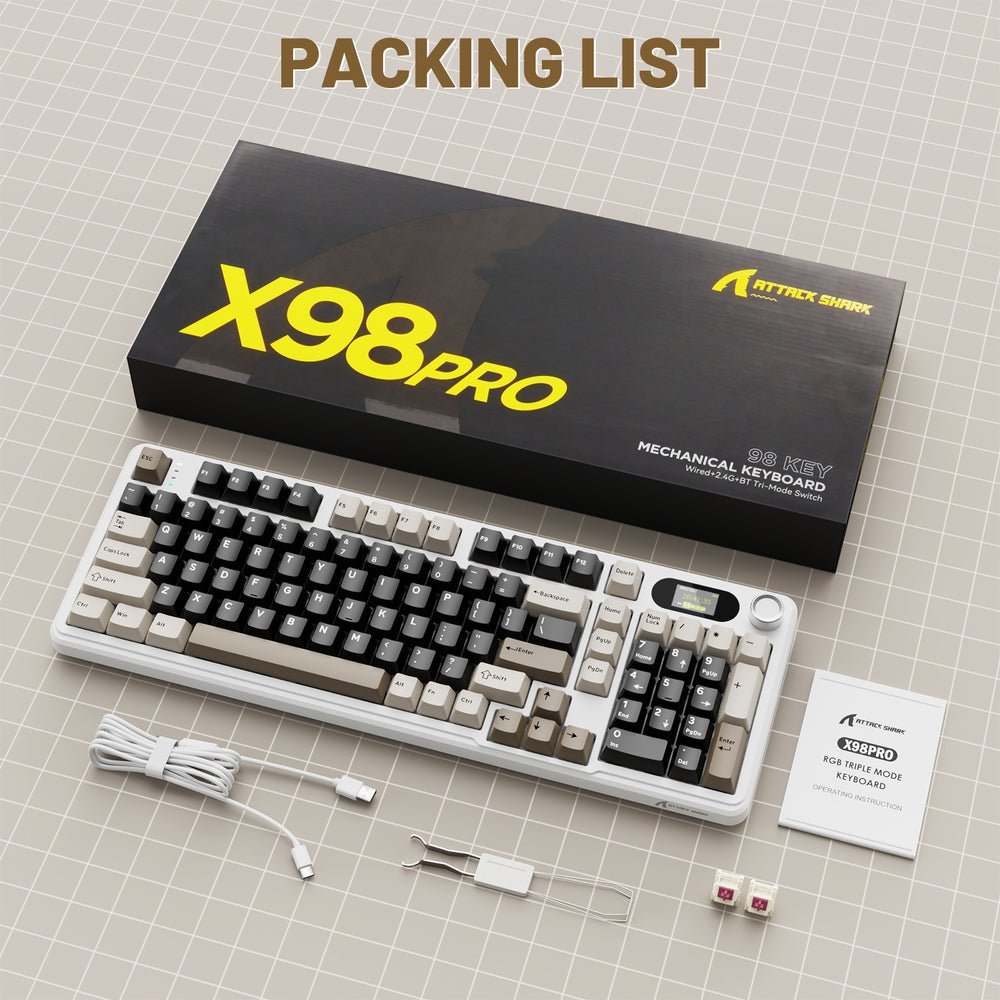 Attack Shark X98PRO Tri-mode Gasket Mechanical Gaming Keyboard - Cheese White - Image 8