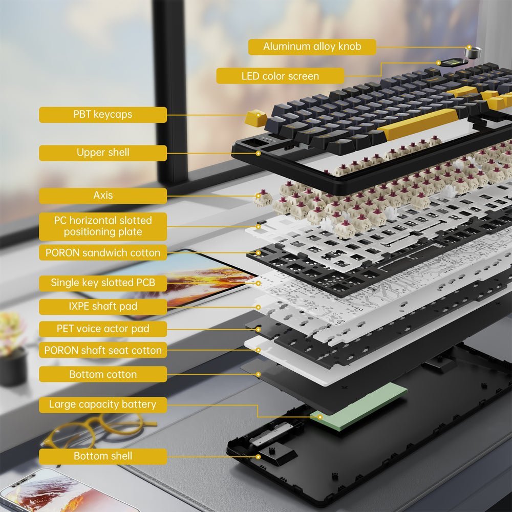 Attack Shark X98PRO Tri-mode Gasket Mechanical Gaming Keyboard - Star Black - Image 4