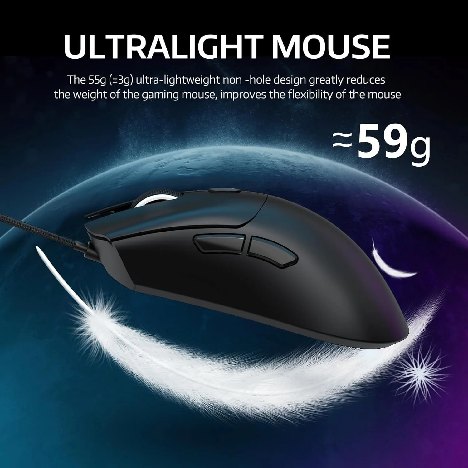 ATTACK SHARK R1 Wireless Gaming Mouse - Black - Image 7