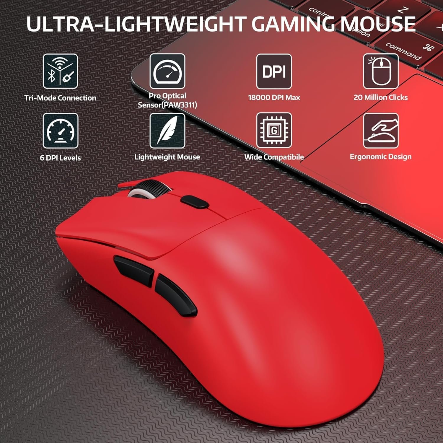 ATTACK SHARK R1 Wireless Gaming Mouse - White - Image 2