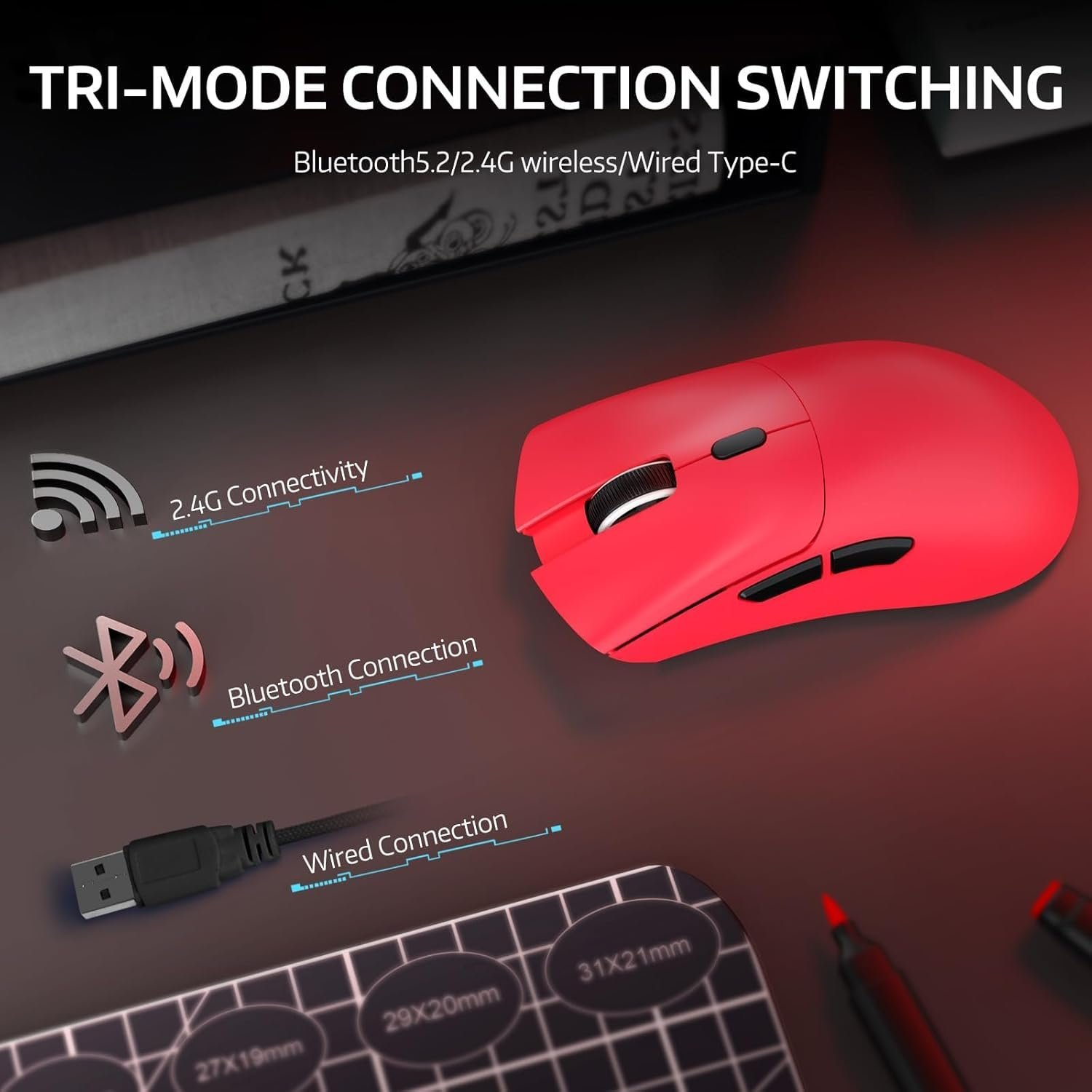 ATTACK SHARK R1 Wireless Gaming Mouse - White - Image 3