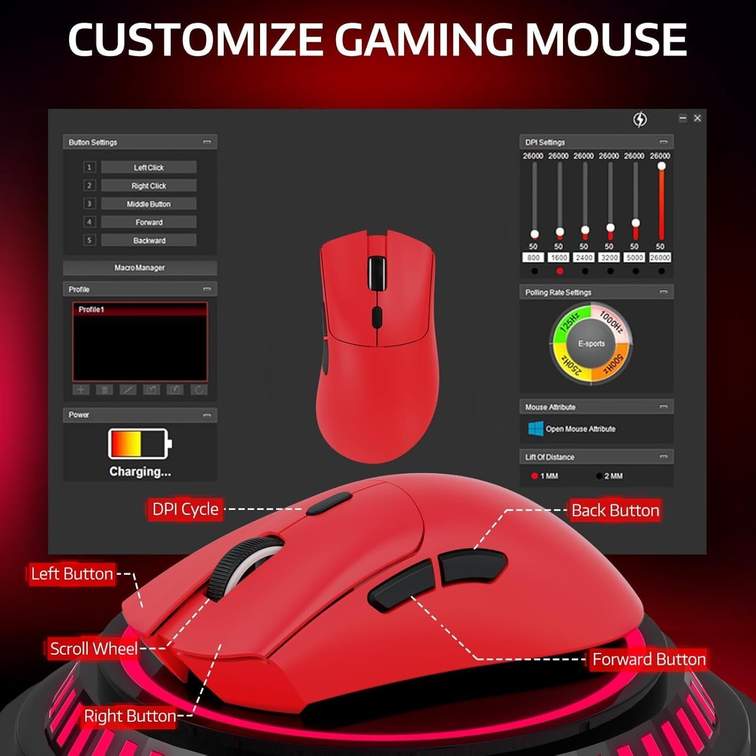 ATTACK SHARK R1 Wireless Gaming Mouse - White - Image 5