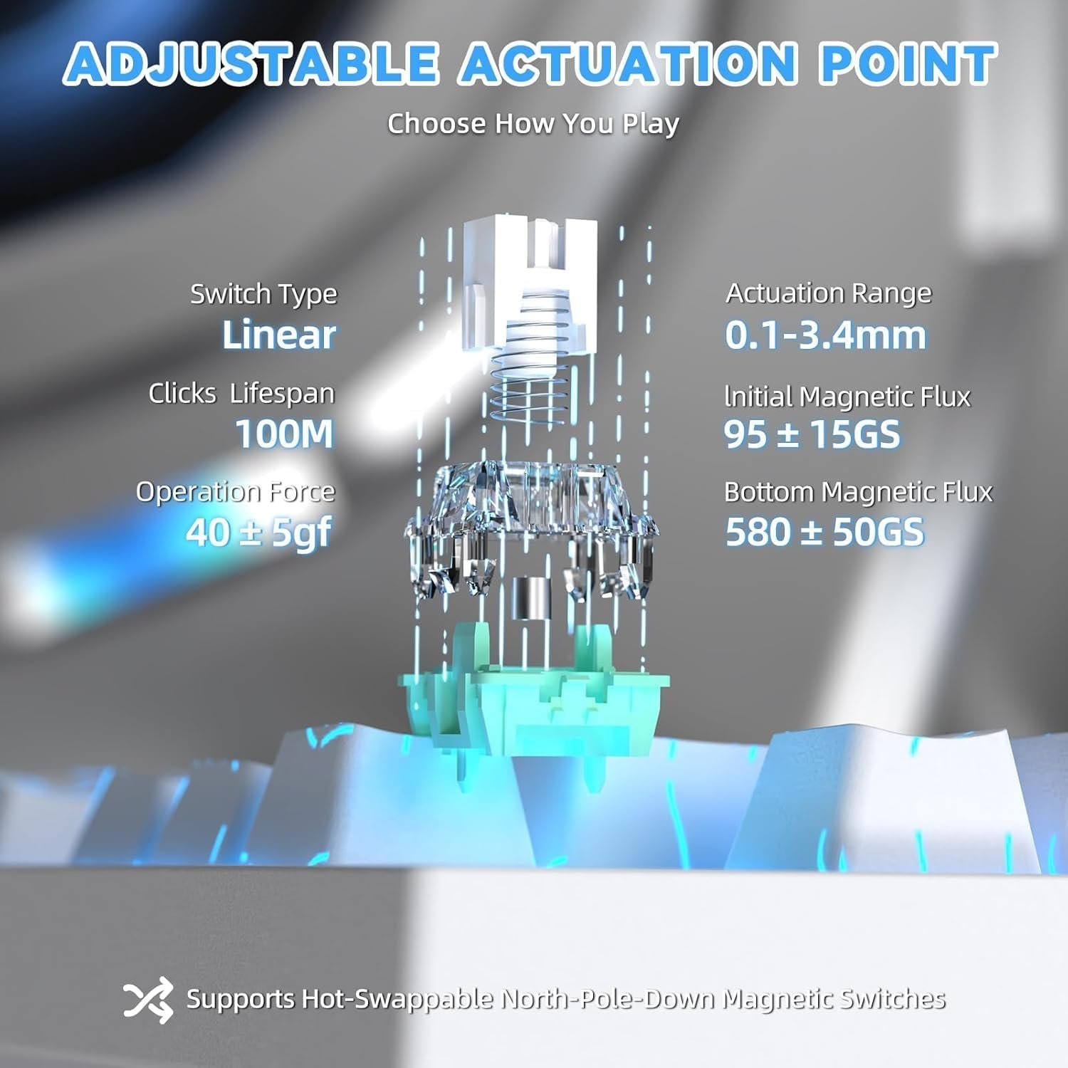 Attack Shark R82 HE Rapid Trigger Magnetic Gaming Keyboard - White Contour - Image 5