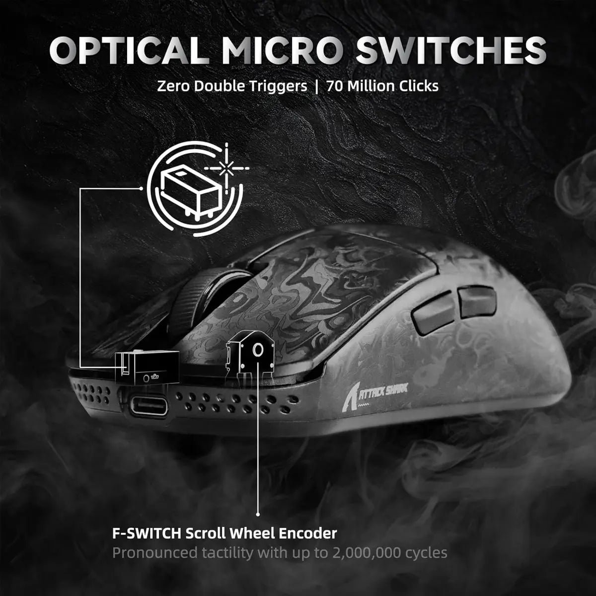 Attack Shark R11 Ultra 8K Carbon Fiber Wireless Gaming Mouse - Weave Black - Image 3