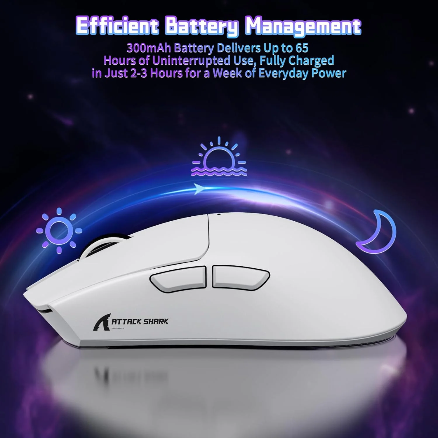 ATTACK SHARK X11SE Wireless Gaming Mouse - White - Image 2
