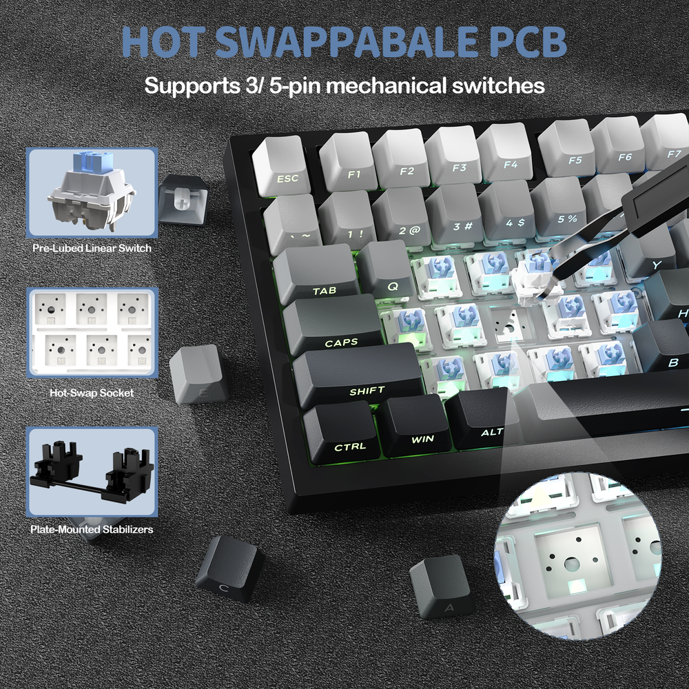 Attack Shark X820Ultra Tri-mode Gasket Mechanical Keyboard - Black Gradient - Image 4