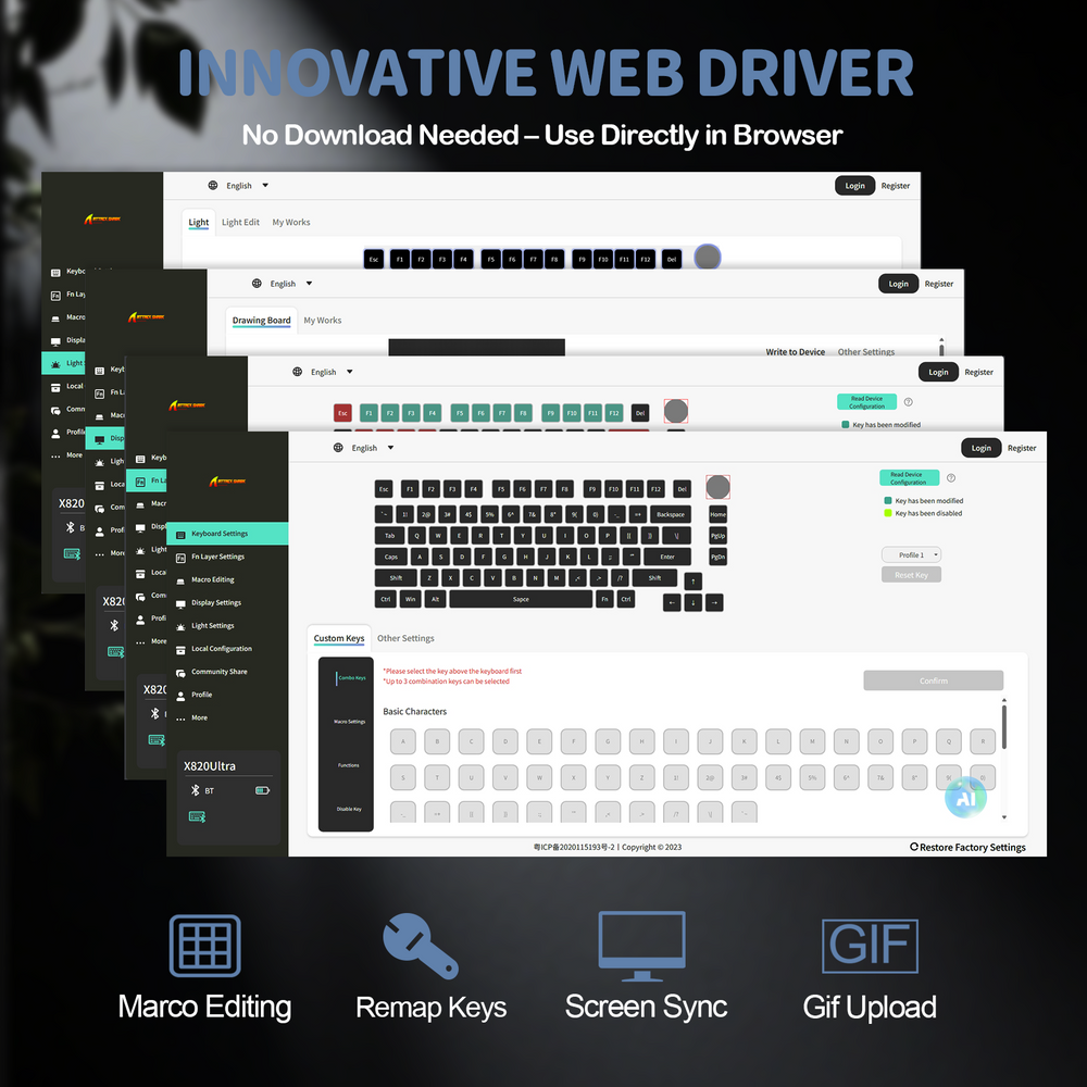 Attack Shark X820Ultra Tri-mode Gasket Mechanical Keyboard - Black Gradient - Image 7