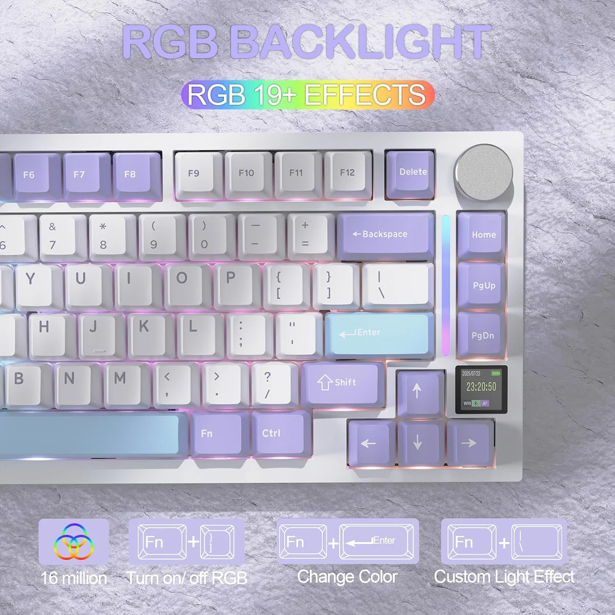 Attack Shark X820Ultra Tri-mode Gasket Mechanical Keyboard - Lavender Blue - Image 6