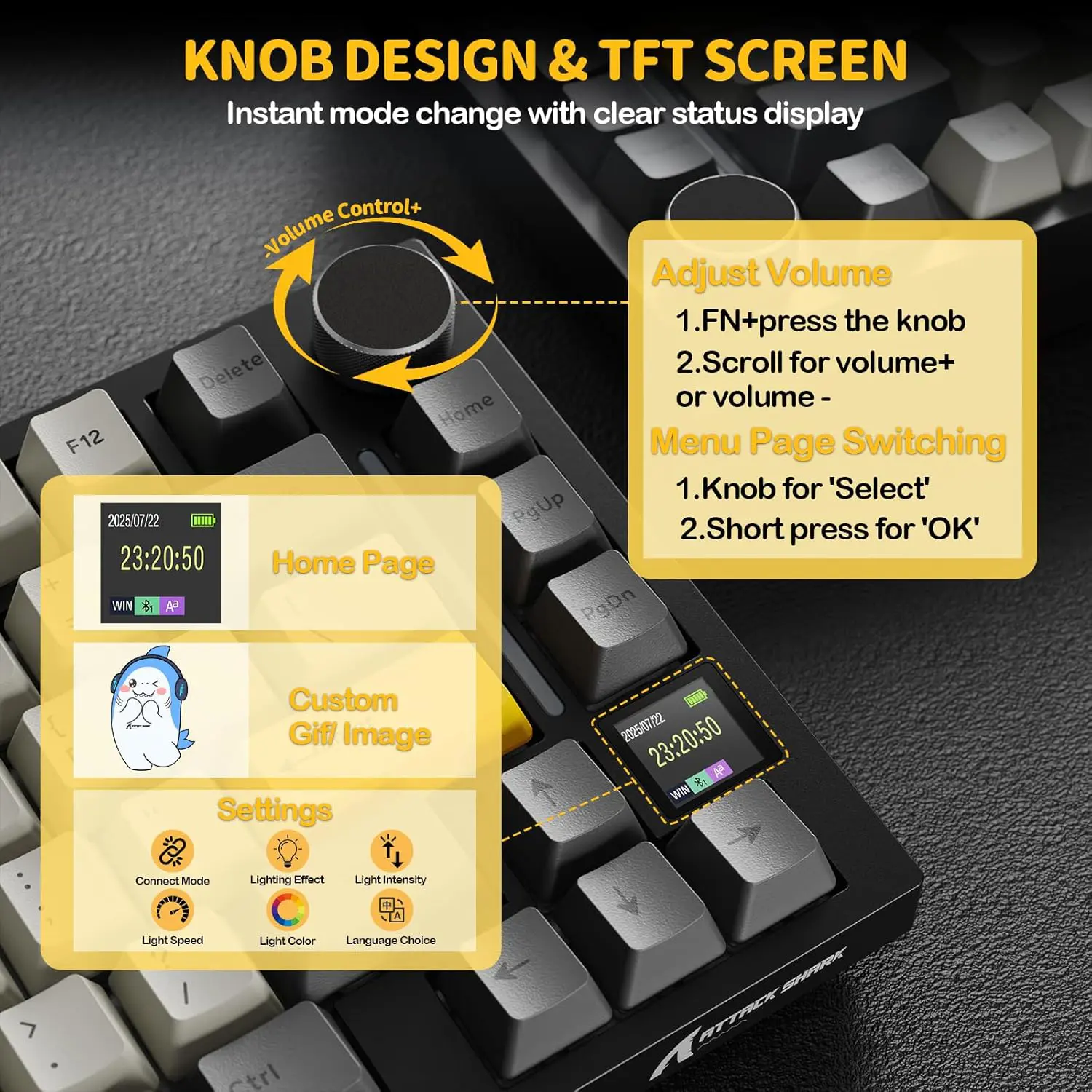 Attack Shark X820Ultra Tri-mode Gasket Mechanical Keyboard - Star Black - Image 6