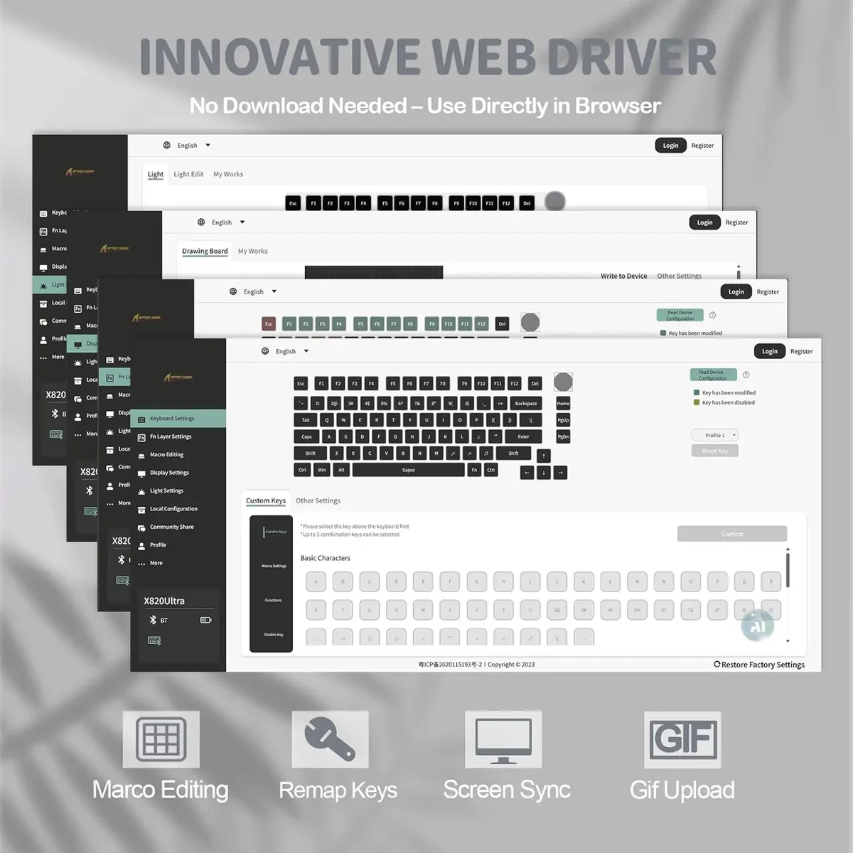 Attack Shark X820Ultra Tri-mode Gasket Mechanical Keyboard - White Contour - Image 3