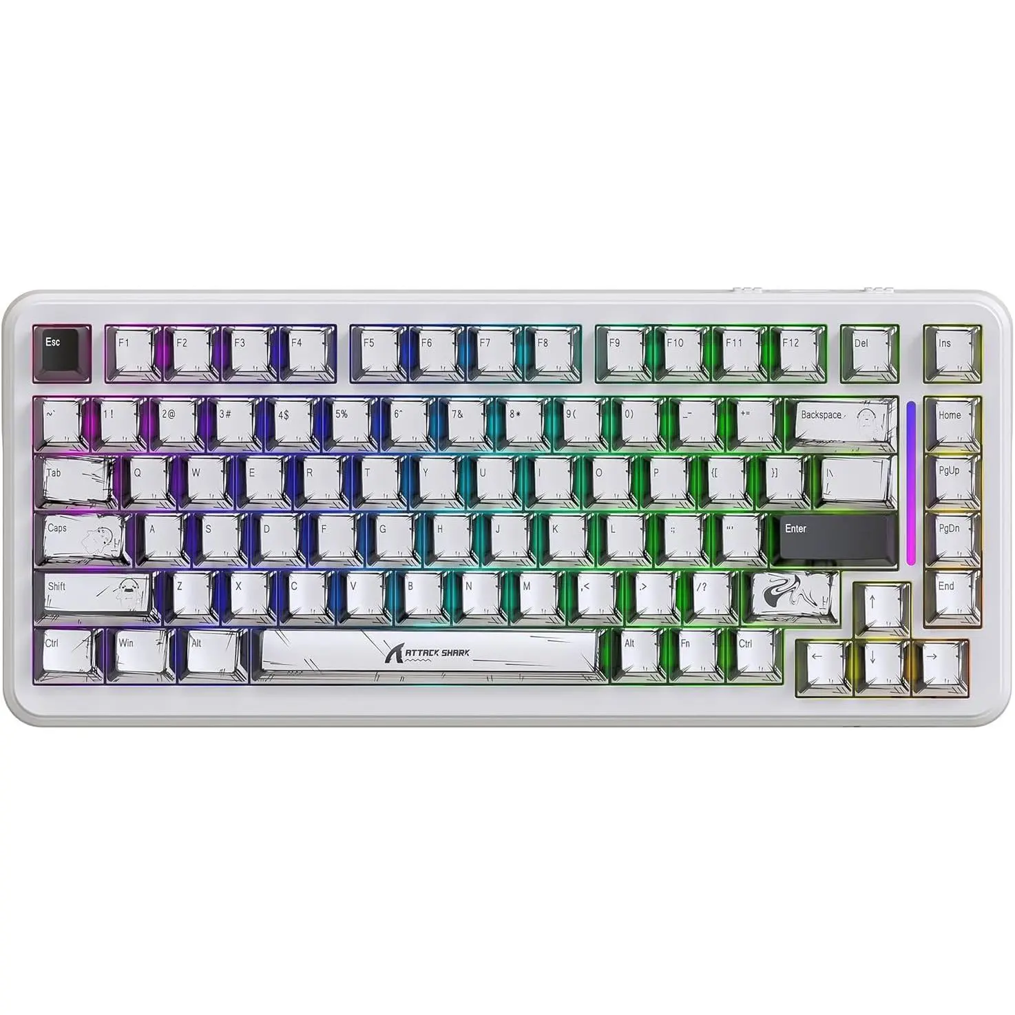 Attack Shark X82 PRO HE Tri-mode Rapid Trigger RGB Mechanical Gaming Keyboard - Comic White