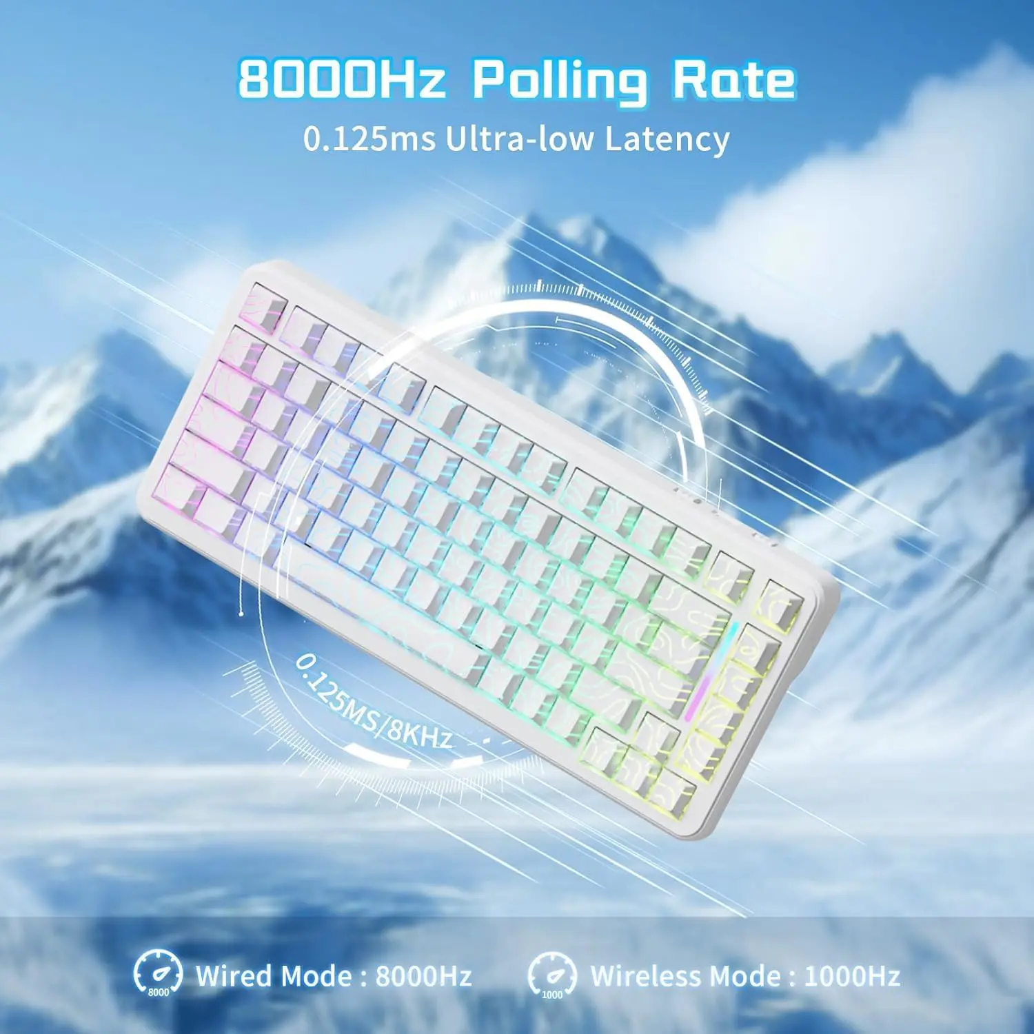 Attack Shark X82 PRO HE Tri-mode Rapid Trigger RGB Mechanical Gaming Keyboard - White Contour - Image 5
