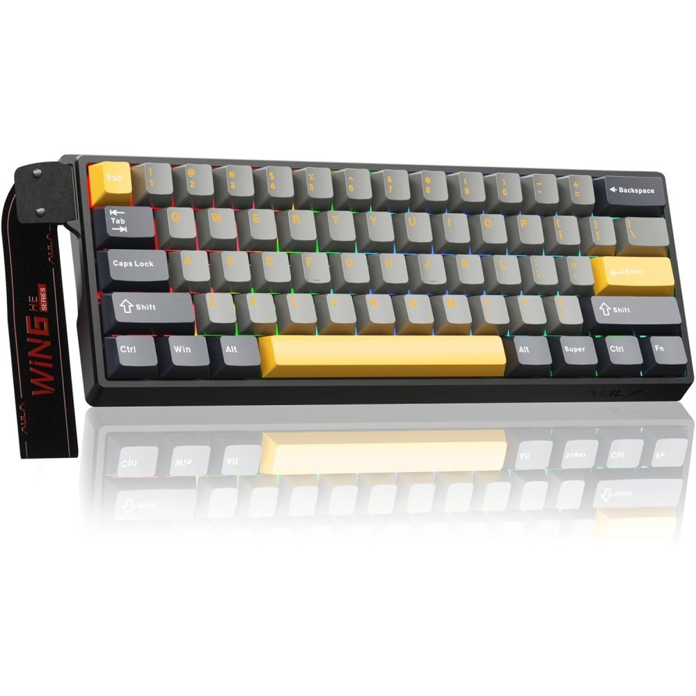 Aula Win60 HE MAX Wired Magnetic Gaming Keyboard - Wing Chun Switch - Grey Yellow