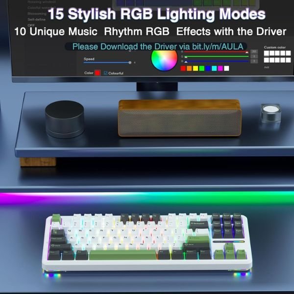 Aula F87 Pro Wireless Mechanical Keyboard – Green White - Image 4