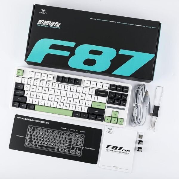 Aula F87 Pro Wireless Mechanical Keyboard – Green White - Image 5
