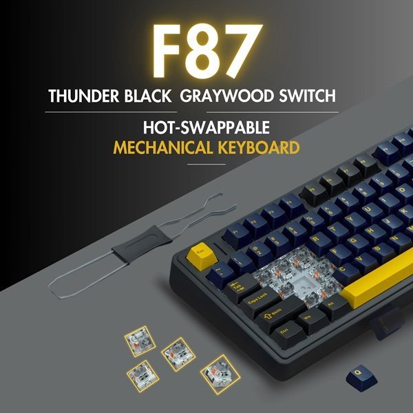 Aula F87 Wireless Mechanical Keyboard - Thunder Black - Image 2