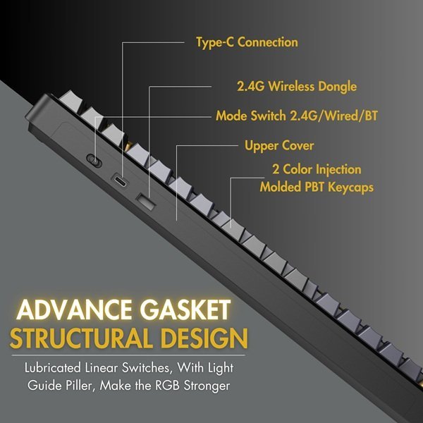 Aula F87 Wireless Mechanical Keyboard - Thunder Black - Image 3