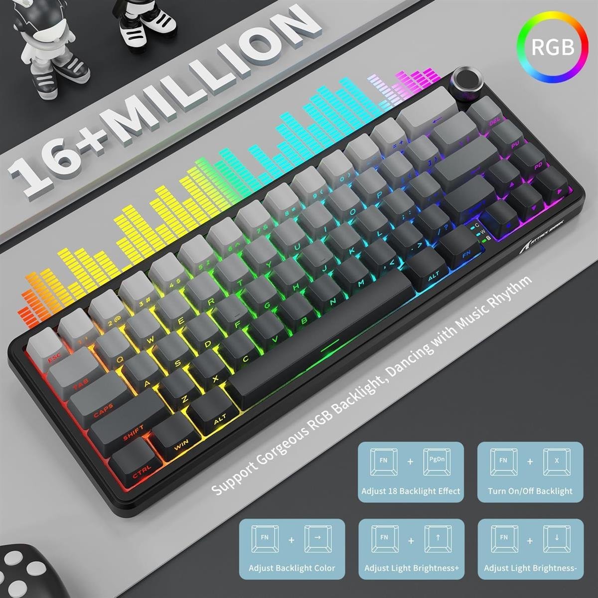Attack Shark X66 Wireless Mechanical Gaming Keyboard Moonlight Night - Image 3
