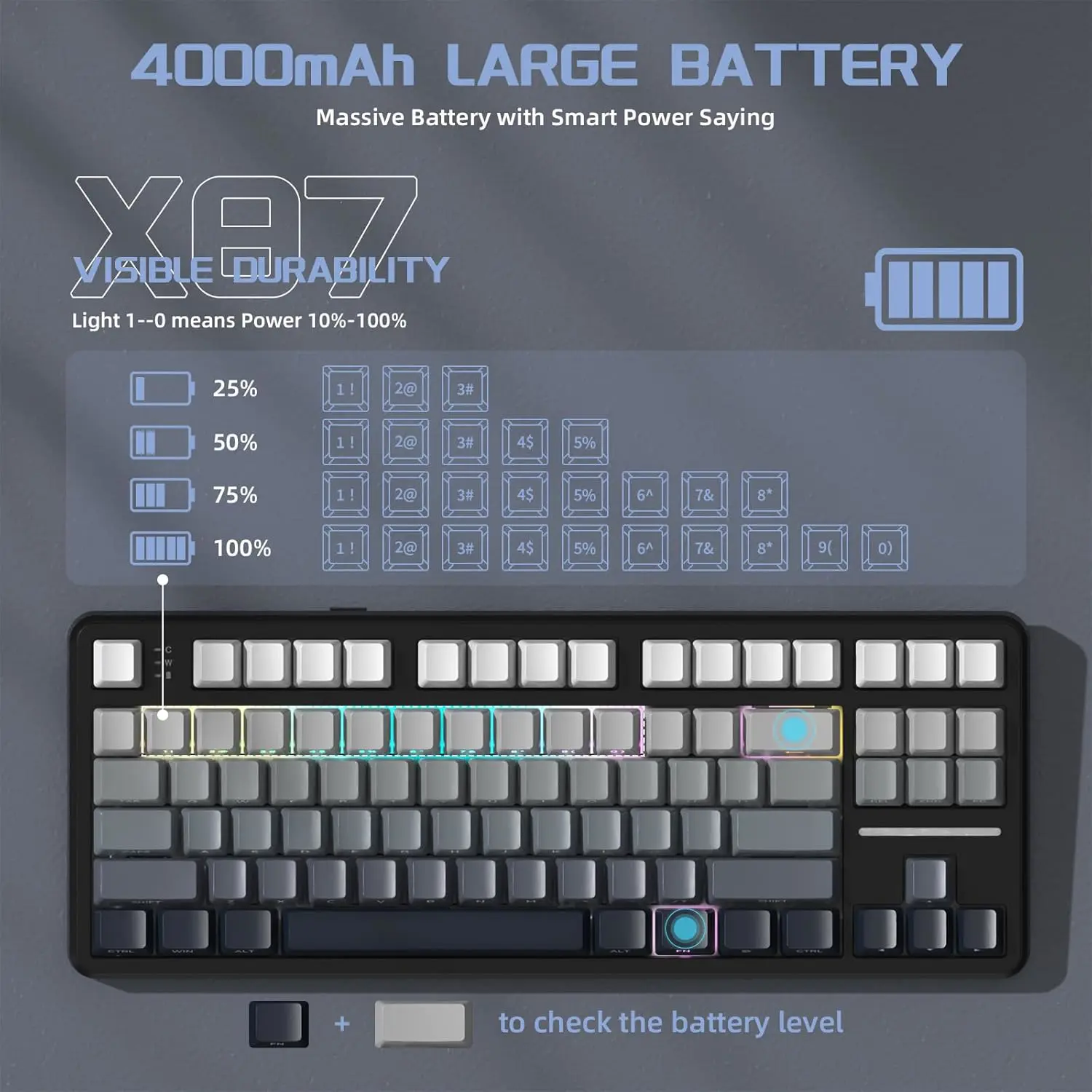 Attack Shark X87 Wireless Mechanical Keyboard Moonlight Black - Image 4