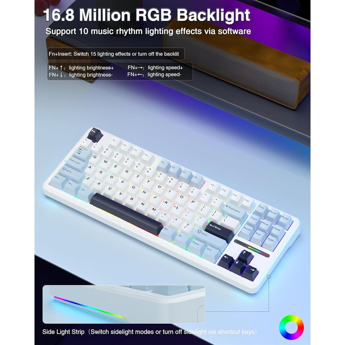 Aula F87 Wireless Mechanical Keyboard – Glacier Blue - Image 4