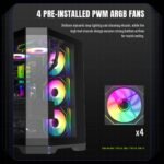 GameMax Hype-A Mid-Tower ATX Fishtank Case with 4 PWM ARGB Fans - Black - Image 6