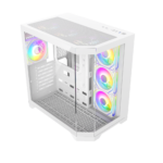 GameMax Hype-A Mid-Tower ATX Fishtank Case with 4 PWM ARGB Fans - White - Image 4