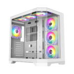 GameMax Hype-A Mid-Tower ATX Fishtank Case with 4 PWM ARGB Fans - White
